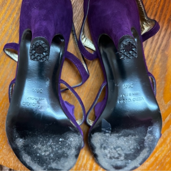 Dolce Gabanna violet suede heels shoes with flowers size US 6 EU 36,5 - Picture 6 of 9